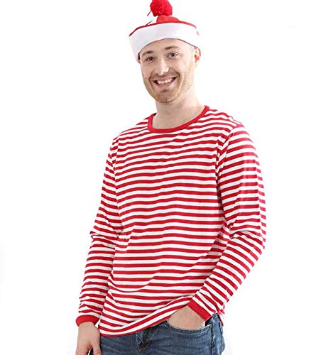 KarnevalsTeufel Kostüm Oberteil Ringelpulli rot/weiß gestreift Rundhalsausschnitt Langarm (X-Large) von KarnevalsTeufel.de