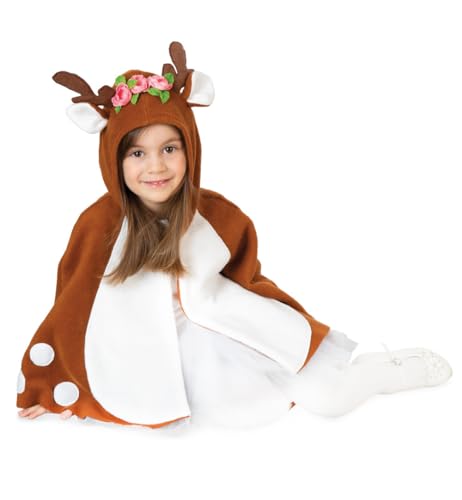KarnevalsTeufel Kostüm Outfit Cape Rehlein Rentier Umhang Waldtier mit Kapuze und Ohren und Geweih für Kinder (98) von KarnevalsTeufel.de