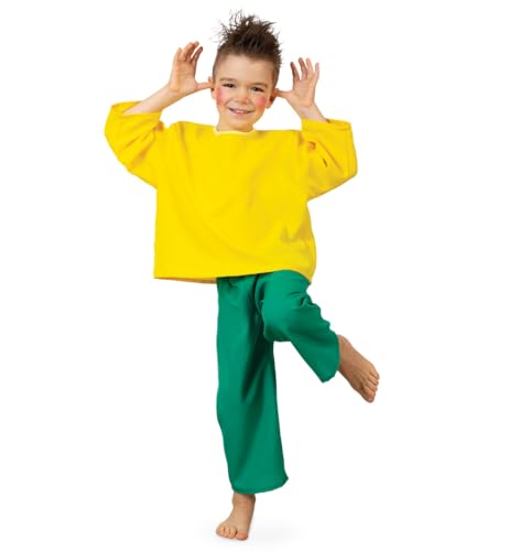 KarnevalsTeufel Kostüm Outfit Kobold-Kinderkostüm - 2-teiliges Set gelb grün Rundhalsausschnitt und Gummizug (98) von KarnevalsTeufel.de