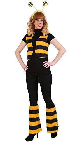 KarnevalsTeufel Kostüm-Set Biene, 3-TLG Weste, Haarreif mit Fühlern und Beinstulpen, gelb, schwarz | M, XL | Plüsch, Tierkostüm, Karneval, Mottoparty (M) von KarnevalsTeufel.de