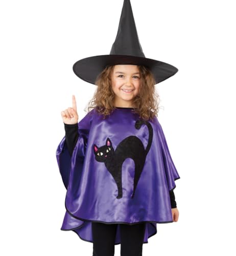 KarnevalsTeufel Kostüm Umhang mit schwarzer Katze – lila Cape für Mädchen – Verkleidung für Halloween, Fasching & Karneval KarnevalsTeufel Kostüm Umhang mit schwarzer Katze – lila Cape für Mädchen – Verkleidung für Halloween, Fasching & Karneval von KarnevalsTeufel.de