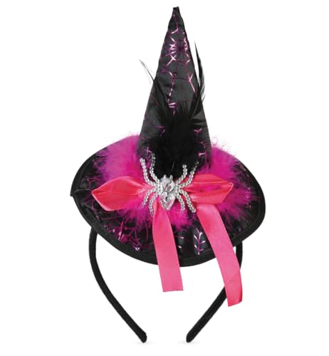 KarnevalsTeufel Mini-Hexenhut-Haarreif mit Spinnen-Design für Halloween Karneval und Mottopartys Einheitsgröße (Pink) von KarnevalsTeufel.de