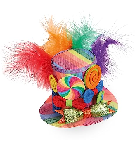 KarnevalsTeufel Mini Hut Candy mit Haar Clip Bonbon Hut Mini Zylinder bunt Clown Zirkus Kopfschmuck Kostüm Zubehör von KarnevalsTeufel.de