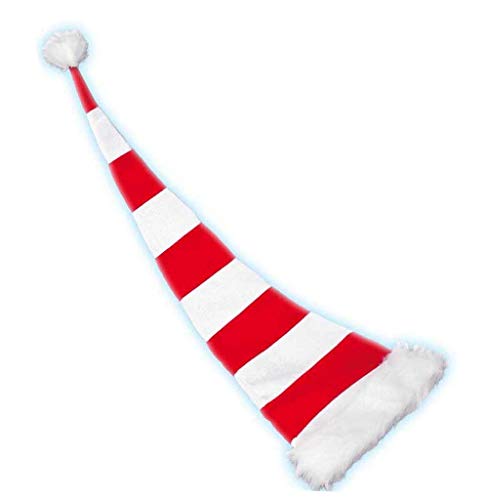 KarnevalsTeufel.de Mütze Nikolaus in rot-weiß gestreift aus Samt, lang, Weihnachten von KarnevalsTeufel.de