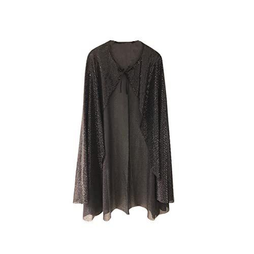 KarnevalsTeufel Pailletten Cape Umhang Damen Halloween Karneval Cosplay Mottoparty Verkleidung Requisiten (Schwarz) von KarnevalsTeufel.de