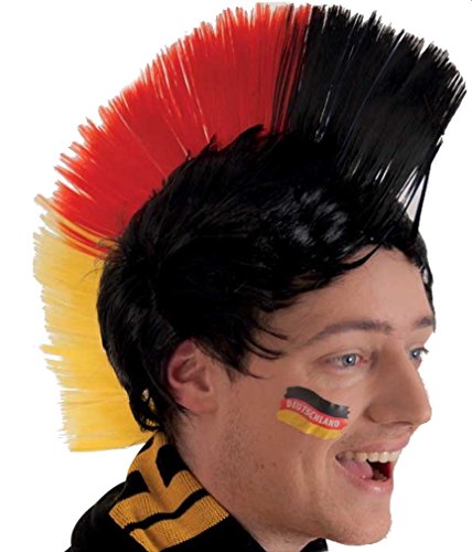 KarnevalsTeufel Perücke Irokese Fan Deutschland Fanartikel schwarz-rot-Gold Polyester Einheitsgröße von KarnevalsTeufel.de