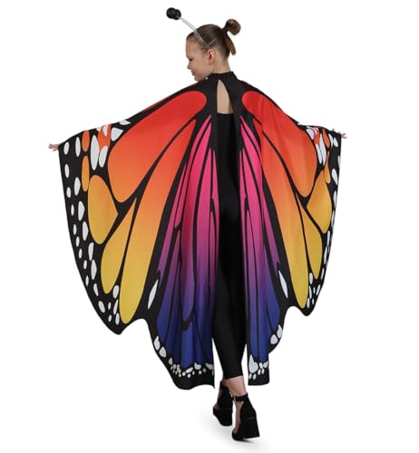 KarnevalsTeufel Schmetterlings Cape für Erwachsene 1-tlg. Unisex Lufttänzer mit Farbverlauf Butterfly Kostüm für Gruppen von KarnevalsTeufel.de