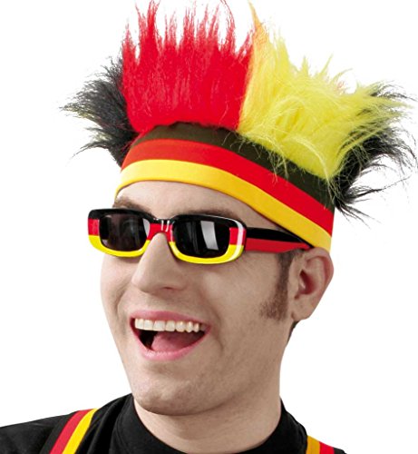 KarnevalsTeufel Stirnband Fan mit Haar, Accessoire Deutschland, Fußball, WM, EM, schwarz-rot-... von KarnevalsTeufel.de