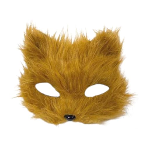 KarnevalsTeufel Tiermaske aus Plüsch – DIY Maske für Cosplay, Manga, Halloween & Karneval – Flauschige Fellmaske mit Ohren & Nase, Schwarz, Weiß & Braun für Erwachsene (Braun) von KarnevalsTeufel.de