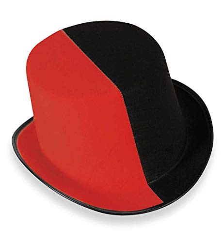KarnevalsTeufel Zylinder zweifarbig schwarz-weiß/schwarz-rot Größe ca. 58cm Hut Kopfbedeckung (schwarz-rot) von KarnevalsTeufel.de