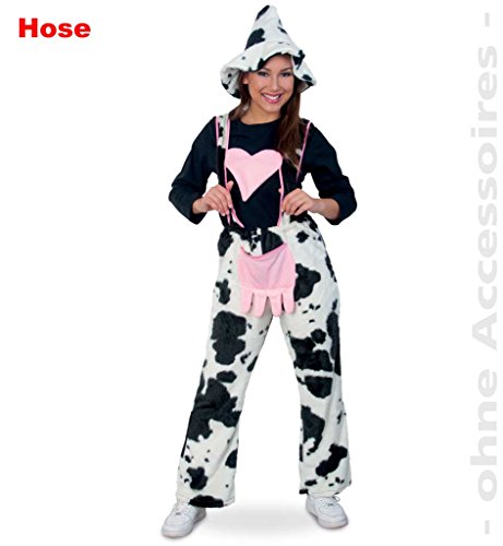 KarnevalsTeufel.de Damenkostüm Kuhhose mit Herz, Kuh Kühe Milchkuh Schwarz-Weiß im Kuhmuster 1-TLG. Latzhose (X-Large) von KarnevalsTeufel.de