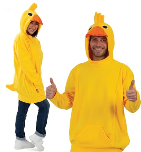 KarnevalsTeufel.de Enten Kostüm für Erwachsene Hoodie Kapuzenpullover mit Bauchtasche und Tierkapuze Schnabel Augen Kopfgefieder und Entenschwanz in 4 Größen erhältlich Unisex (XXL) von KarnevalsTeufel.de