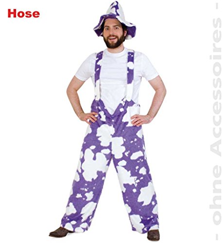 KarnevalsTeufel.de Herren-/Damenkostüm Kuhhose lila, Hose, Schokoladen-Kuh Latzhose Fleckenkuh Lila-Weiß (Large) von KarnevalsTeufel.de