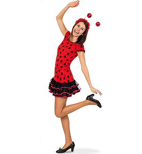 KarnevalsTeufel.de Kinder-Kostüm Lady Bug, Teenager-Kostüm, Teenie-Kostüm, Marienkäfer, schwarz-rot, Party-Kleid (152) von KarnevalsTeufel.de