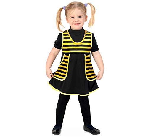 KarnevalsTeufel.de Kinderkostüm Bienchen Kleid mit Taschen schwarz gelb gestreift Tierchen Kostüm Biene Gr 86-98 (92) von KarnevalsTeufel.de