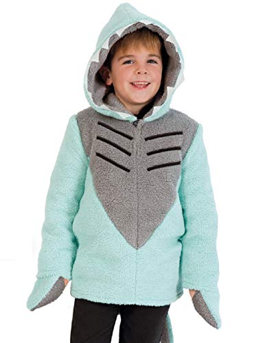 KarnevalsTeufel.de Kinderkostüm Hai Oberteil Haifisch Kapuzenpulli mit Handwärmern flauschig warm kuschelig (128) von KarnevalsTeufel.de
