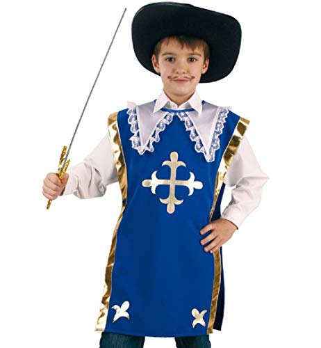 KarnevalsTeufel.de Kinderkostüm -Überwurf- Athos Musketier 1-TLG. Überwurf blau-weiß Fechter Musketierkostüm für Kinder (152/164) von KarnevalsTeufel.de