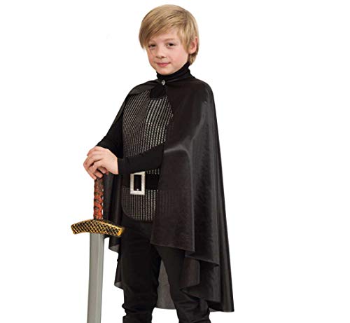 KarnevalsTeufel.de Kinderkostüm Warrior Ritter Umhang Brustpanzer Schwarz Cape Gr 104/116-128/140 (104/116) von KarnevalsTeufel.de