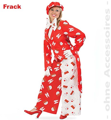 KarnevalsTeufel.de Kostüm Frack Köln rot Kölner-Dom-Motiv Jecken-Frack modern auffällig Besonderheit rot weiß (X-Large) von KarnevalsTeufel.de