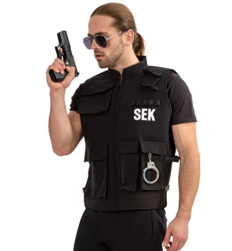 KarnevalsTeufel.de Kostüm SEK Weste Polizei schwarz Sondereinsatzkommando Spezialeinheit Police (X-Large) von KarnevalsTeufel.de