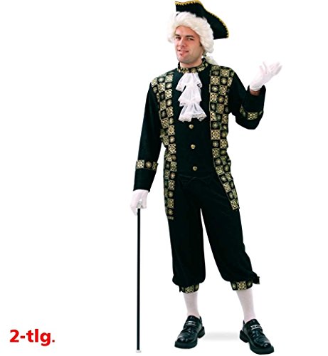 KarnevalsTeufel.de Ludwig Männerkostüm 2-tlg. bestehend aus Hemd und Hose in schwarz mit goldfarbenen Verzierungen und weißem Rüschenhighlight extravagant Barock Rokoko Theater Auftritt (54) von KarnevalsTeufel.de