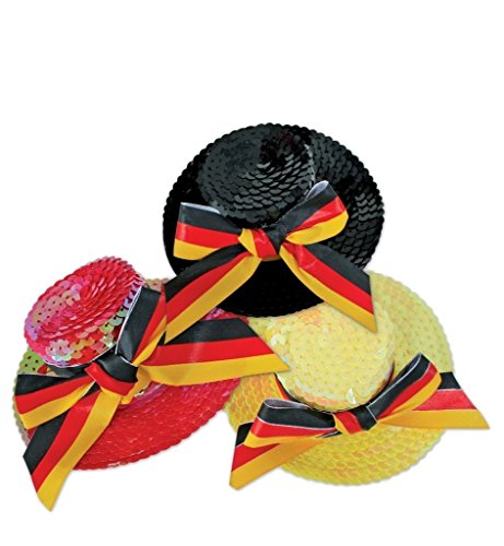 KarnevalsTeufel.de Minihut Fan mit Haarclip, Deutschland, Fahne, Paillettenhütchen von KarnevalsTeufel.de