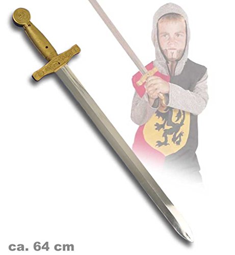 KarnevalsTeufel.de Ritterschwert, Schwert, Spielzeugschwert Chromeoptik mit goldfarbenden Griff Mittelalter Ritter Mittelalterschwert Mittelalterwaffe, ca. 64 cm Länge KarnevalsTeufel.de Ritterschwert, Schwert, Spielzeugschwert Chromeoptik mit goldfarbenden Griff Mittelalter Ritter Mittelalterschwert Mittelalterwaffe, ca. 64 cm Länge von KarnevalsTeufel.de