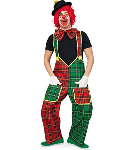 KarnevalsTeufel Herrenkostüm "Clownhose McCheck" Latzhose Grün-rot Spaßvogel Clownkostüm in verschiedenen Größen erhältlich (Medium) von KarnevalsTeufel.de