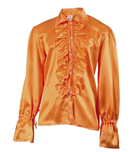 Kostüm Rüschenhemd 70er Party Karneval Fasching Halloween Kombi Modell Größen (XL, Orange) von KarnevalsTeufel.de