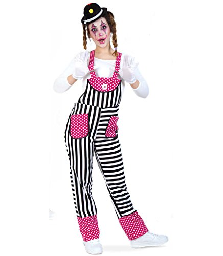 Latzhose Funny Karnevals-Outfit-Clown rosa-weiß (M) von KarnevalsTeufel.de