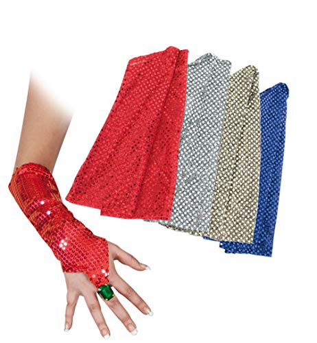 Pailletten-Handschuhe, sortierte Farben, Fasching, Karneval, Mottoparty (Silber) von KarnevalsTeufel.de