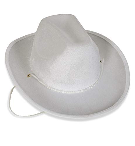 Samt Cowboy, sortierte Farben, Western, Saloon, Cowboy, Partyhut (weiß, 58) von KarnevalsTeufel.de