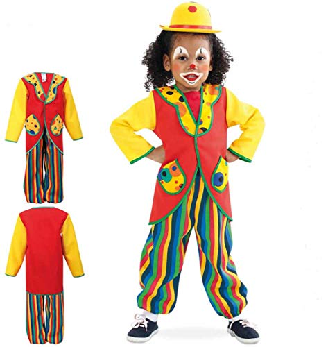 KarnevalsTeufel Anzug "Clowni", buntes Clown-Kostüm für Kinder, 2-teilig, bestehend aus Oberteil und Hose (104) von KarnevalsTeufel.de