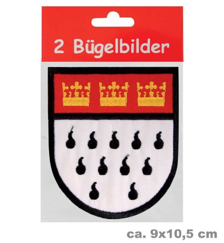 Bügelbild Wappen 90 x 105 mm 2er Pack, Karneval, Accessoire, Köln von KarnevalsTeufel.de