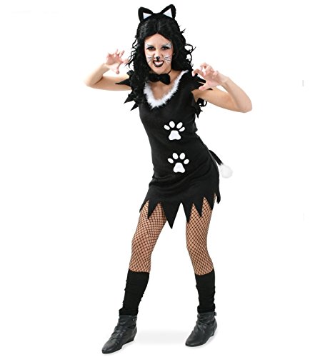 Damenkostüm Kätzchen, Katzenkostüm, 1-TLG. Kleid mit Tatzendruck (40) von KarnevalsTeufel.de