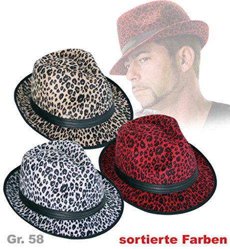 Hut Trilby Leo-Design, sortierte Farben, Gr. 58 cm, Samtoptik, Mottoparty, Partyhut, Karneval, Trilby Hut, Fashion Hut, Discohut (58, braun) von KarnevalsTeufel.de