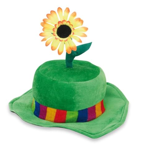 Hut mit Blume, sortierte Farben, Gr. 58 cm, Karneval, Mottoparty, Accessoire (58, grün) von KarnevalsTeufel.de