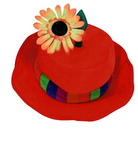 Hut mit Blume, sortierte Farben, Gr. 58 cm, Karneval, Mottoparty, Accessoire (58, rot) von KarnevalsTeufel.de