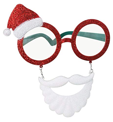 KarnevalsTeufel Brille Weihnachtsmann , mit Bart, rot-weiß von KarnevalsTeufel.de