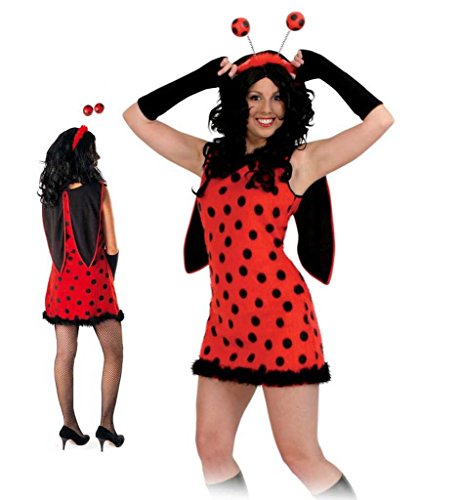 KarnevalsTeufel.de Damen-Kostüm Flotter Käfer, Marienkäferkleid mit Flügeln rot-schwarz (36) von KarnevalsTeufel.de
