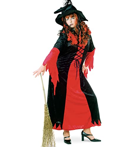 KarnevalsTeufel.de Damen-Kostüm Hexen-Kostüm Hexerei Hexe Zauberei Zaubern rot schwarz langes Kleid von KarnevalsTeufel.de