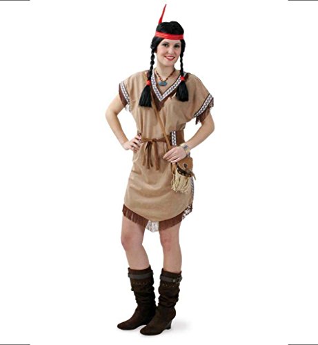 KarnevalsTeufel Damenkleid Indianer Heller Stern 1-TLG. Indianerkostüm mit Gürtel Indianerin Wilder Westen Kostüm für Erwachsene (42) von KarnevalsTeufel