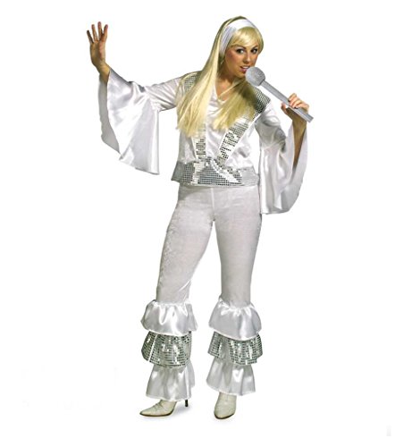 KarnevalsTeufel Damenkostüm Alena, 2-TLG. Kostüm bestehend aus Hose und Oberteil, Sängerin, Tänzerin, 70er-Jahre Hippie-Outfit von KarnevalsTeufel