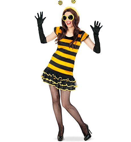 KarnevalsTeufel.de Damenkostüm Buzzy Bee, Bienchenkleid, Biene, schwarz-gelb (42) von KarnevalsTeufel.de