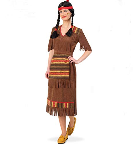 KarnevalsTeufel Damenkostüm Indianerin, Kleid mit Schürze | Größe: 38-48 | Karneval Fasching Indianer (48) von KarnevalsTeufel.de