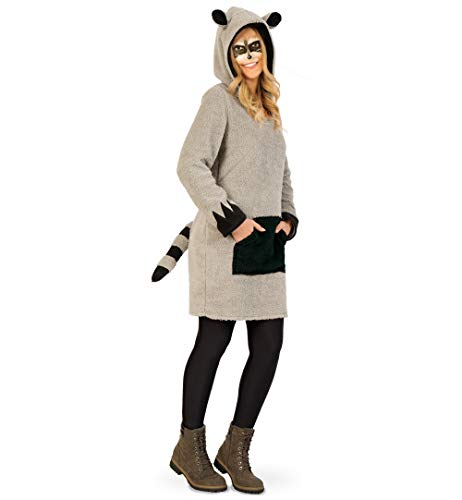 KarnevalsTeufel.de Damenkostüm Waschbär Kleid Tierkostüm Plüsch (L) von KarnevalsTeufel.de