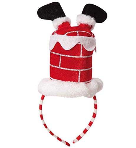 KarnevalsTeufel Haarreif Weihnachten in weiß-rot-schwarz Kamin mit Füßen Nikolaus Weihnachtsmann Kopfschmuck von KarnevalsTeufel.de