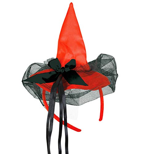 KarnevalsTeufel Haarreif mit Hexenhut in drei Farben erhältlich für Erwachsene Halloween Accessoire (rot) von KarnevalsTeufel.de