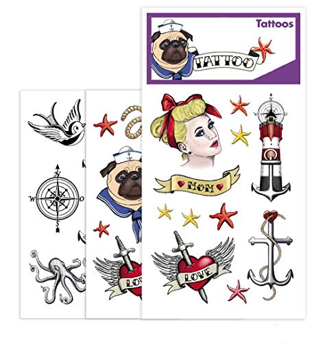 KarnevalsTeufel Hautaufkleber Nostalgie Tattoos Retro Kindertattoos Sticker Abziehbilder Klebe-Tattoos 3 Bögen Versch. Motive KarnevalsTeufel Hautaufkleber Nostalgie Tattoos Retro Kindertattoos Sticker Abziehbilder Klebe-Tattoos 3 Bögen Versch. Motive von KarnevalsTeufel.de