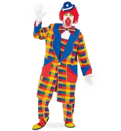 KarnevalsTeufel Herren-/Damenkostüm "Clown Pebbi" Mantel, bunt blau gelb rot kariert, Karneval, Fasching, Mottoparty (XX-Large) von KarnevalsTeufel.de